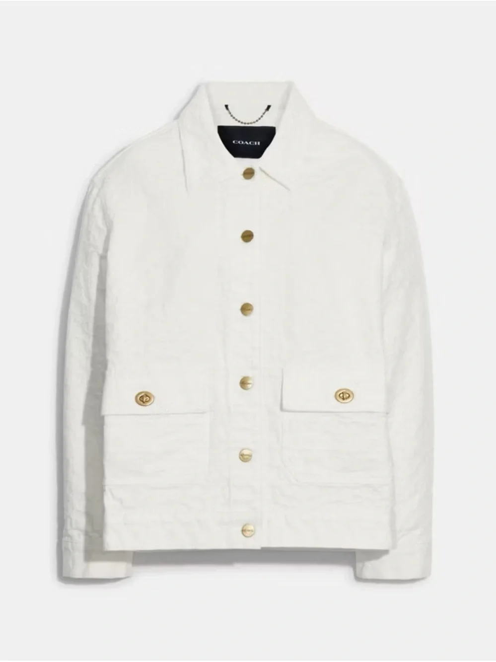 Coach Signature Denim Jacket White Gold Size XS